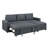 Linen-Like Fabric Upholstered Sectional With Storage Space In Charcoal