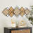 Bamboo Wood Overlapping Diamond Geometric Brown Wall Decor with Metal Wire