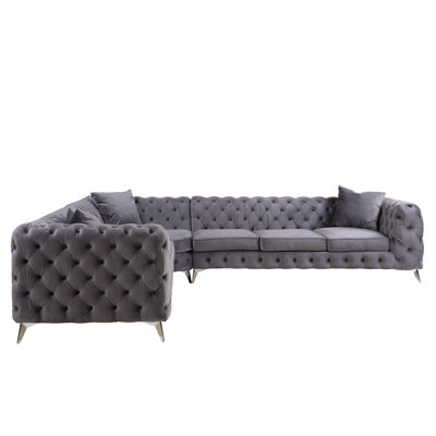 Coutee Velvet L-Shaped Sectional Left Hand Facing