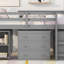 Lit mezzanine double bas avec cabinet, tablettes et bureau portatif à roulettes pour économiser de l'espace et une utilisation multifonctionnelle dans les chambres à coucher-1245494347