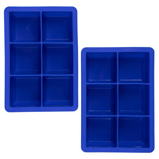 Zulay Kitchen Silicone Square Ice Cube Mold and Ice Ball Mold (Set of 2) Blue
