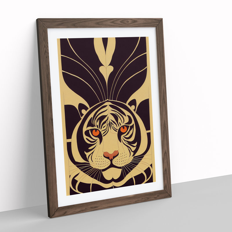 Tiger Deco - Framed Print, Walnut Framed, 34cm H x 25cm W x 2cm D