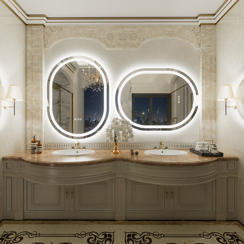 Wayfair Basics® UL Certified LED Anti-Fog Tempered Glass Oval Bathroom/Vanity Mirror , 32" x 24"