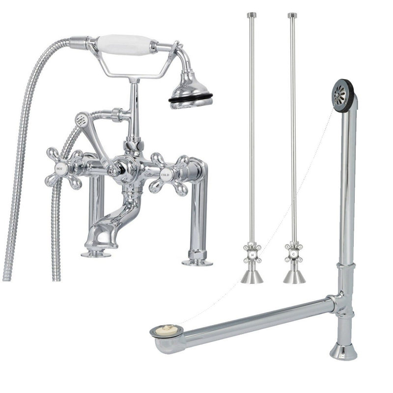 x Bathtub, White / Chrome Feet and Fixtures