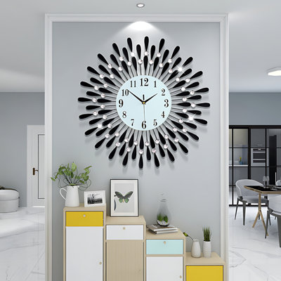 24 Inch Wall Clock - Modern Silent Quartz Movement Decorative Clock For Living Room Dining Room Office Home Decor