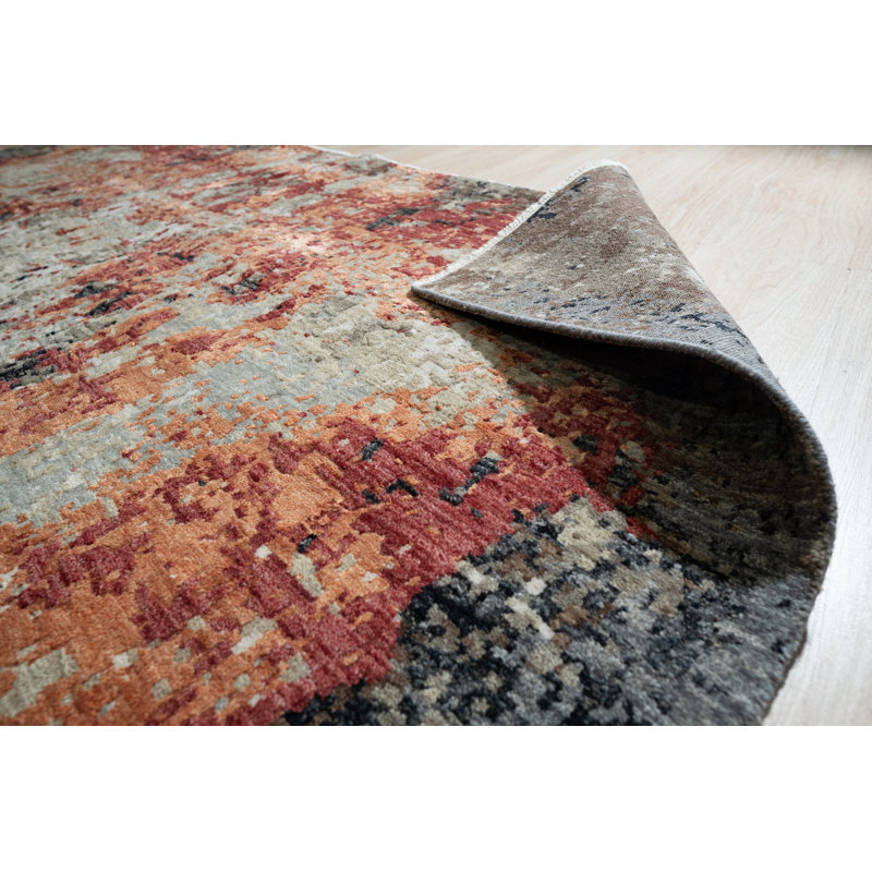 Gray Hand Knotted Wool Area Rug
