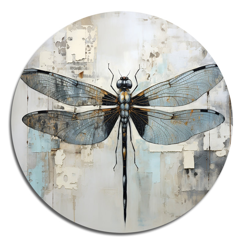 Dragonfly Delight IV - animaux, art mural rond en métal, H 36 po x l 36 po
