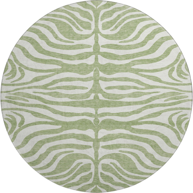 Premium Machine Washable Goulven AMF1042 Animal Print Rug, Round 8'
