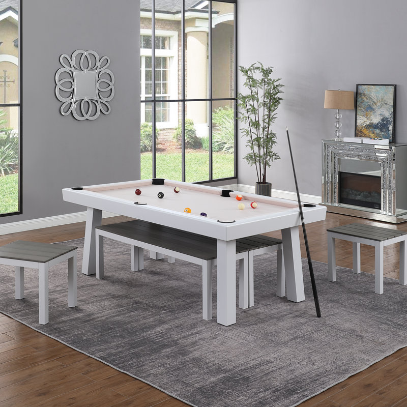 Indoor/Outdoor Billiards Pool Table 6-Seater Multi Game Tables Set With Accessories, Sand, Gray