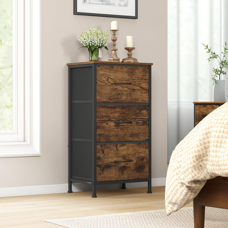 3 Drawer Storage Drawer, Black/Brown