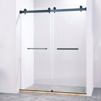 56 to 60 in. W x 75 in. H Sliding Frameless Shower Door with 5/16 Inch (8mm) Thick Tampered Glass