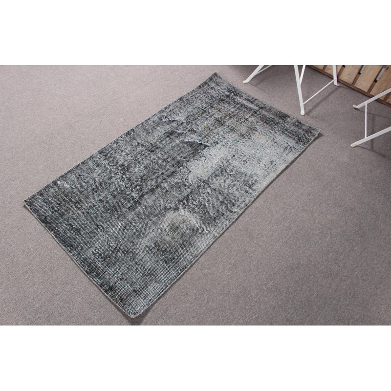 Vintage Hand-Knotted Wool Turkish Rug in Distressed Gray Ideal for Enhancing Home Decor