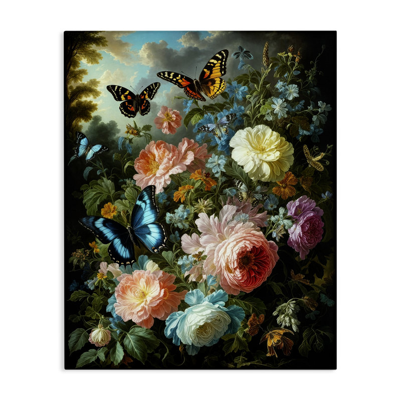 «Blooming Roses & Monarch Butterflies», conception de Tabz Jones, H 20 po x l 16 po