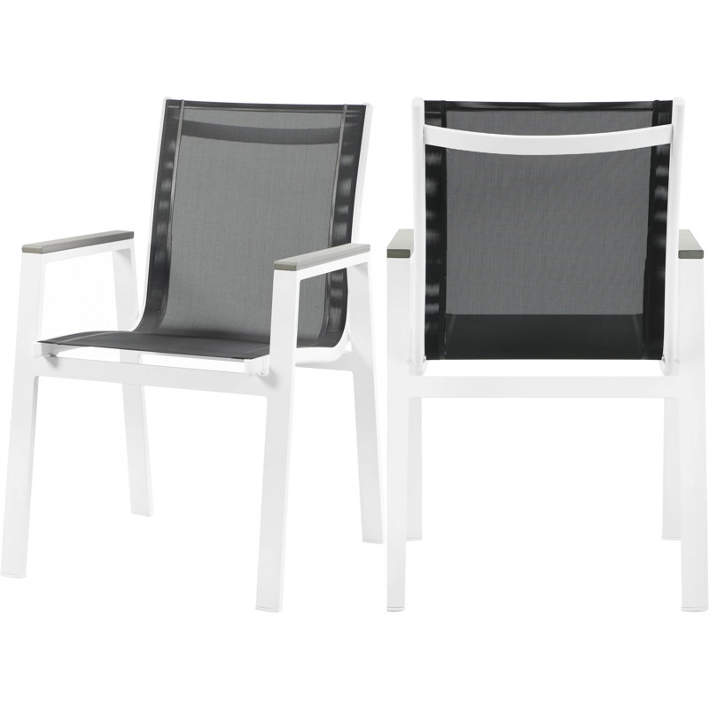 Fauteuil de patio empilable Lajoy, Noir, Blanc, Gris