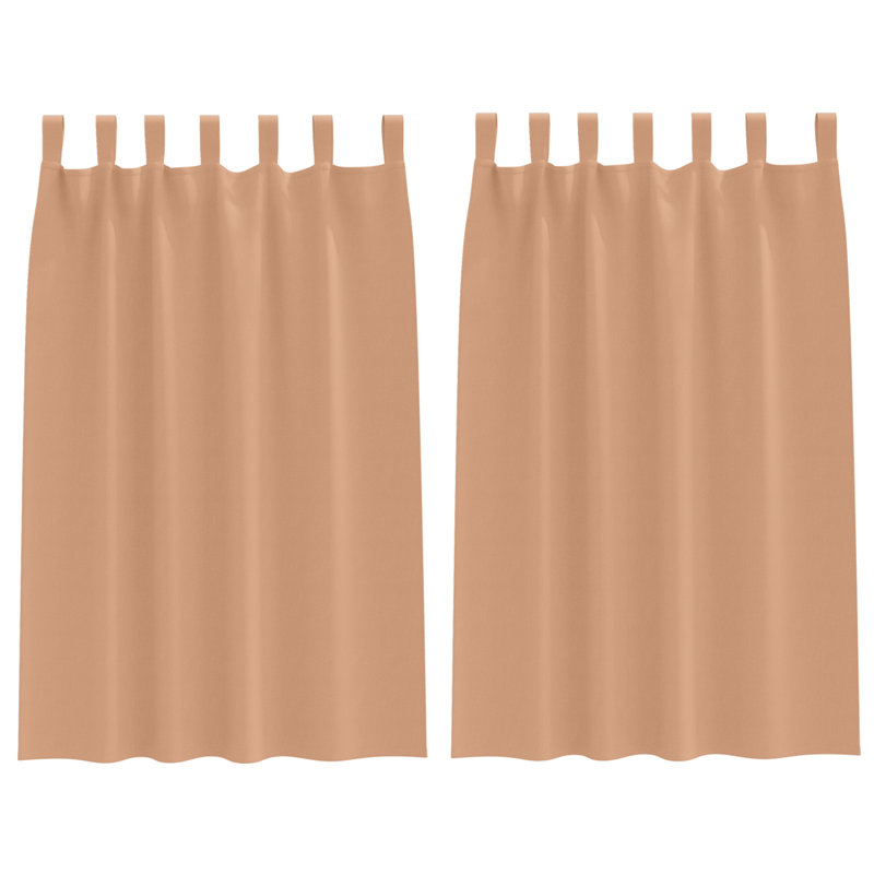 Curtains With Curtains 2 Pcs Polyester, 140cm Width x 175cm Drop, Light Brown