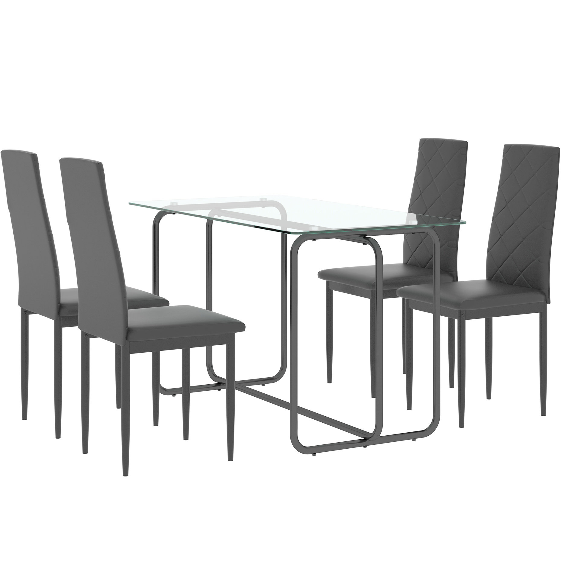 Wrought Studio™ Black Metal Frame Dining Table With Tempered Glass ...