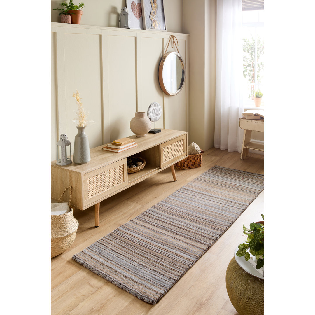 Striped Wool Hand Woven Area Rug