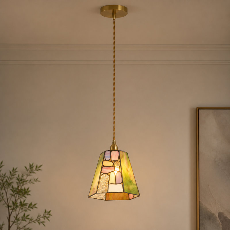 Luminaire suspendu de chevet en verre coloré Artisan, élégant plafonnier ambiant