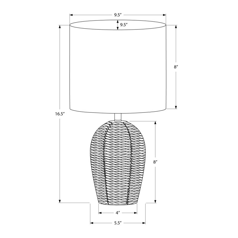 Lighting, H 17 po, lampe de table, rotin naturel, abat-jour beige, transitionnel, Brun