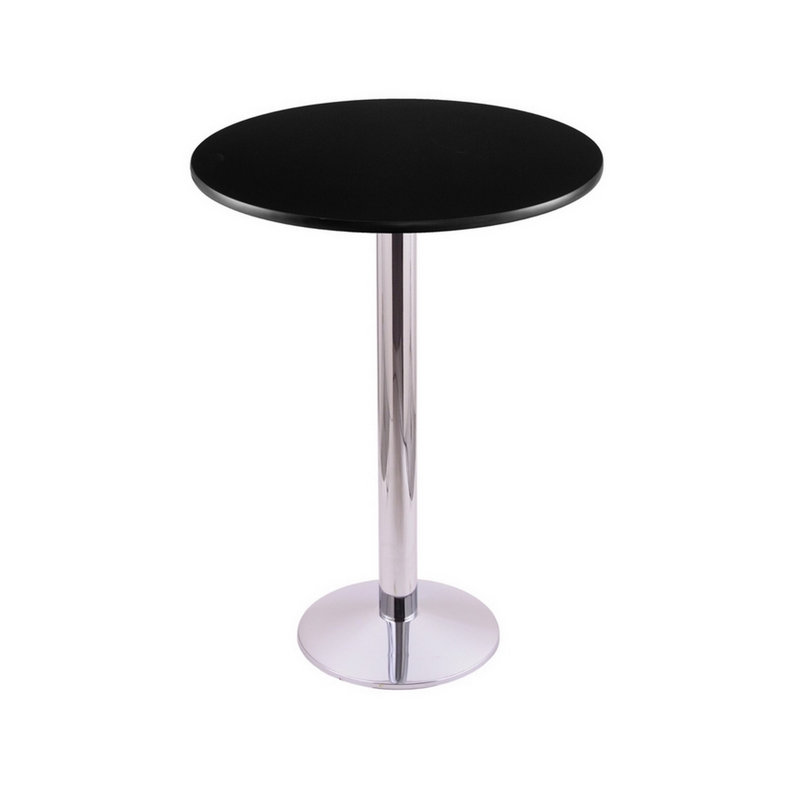 Table piédestal, L 30 po x L 30 po, Hauteur de comptoir (hauteur de 36 po), Chrome