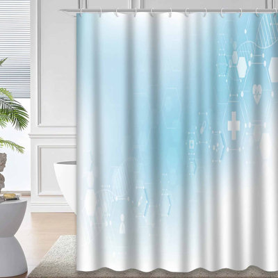 Health Care Science Medical Doctor Blue Shower Curtain with 12 Hooks
