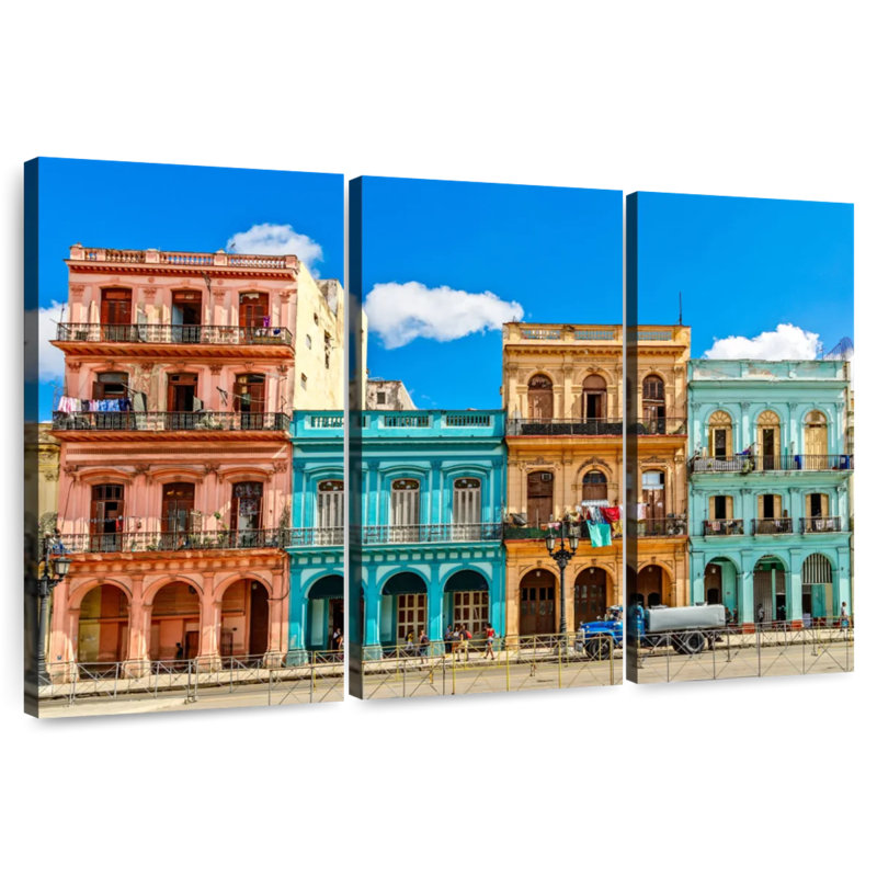 Lilie maisons cubaines multicolores, H 42 po x l 65 po
