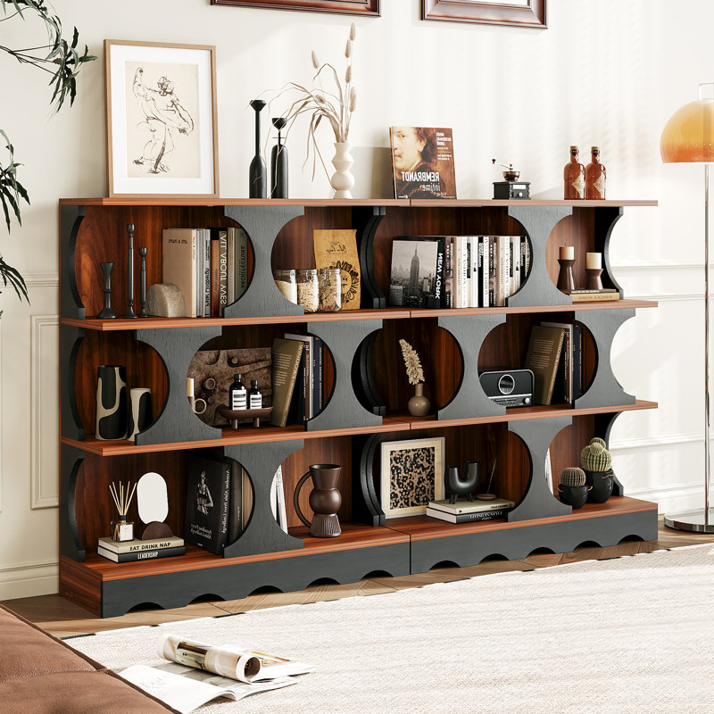 Medieval Style 43.3'' H x 39.4'' W Bookcase, Bookshelf Open Display Shelves for Living Room