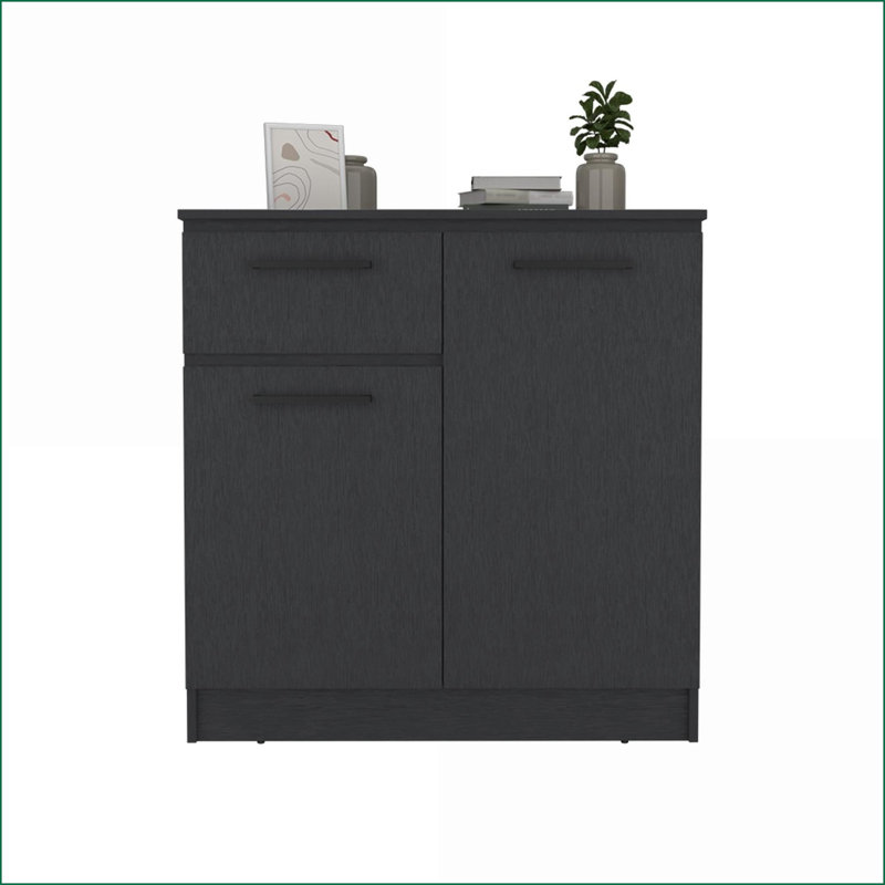 Commode, meuble télé à double usage Carlin | Noir | Panneau de particules