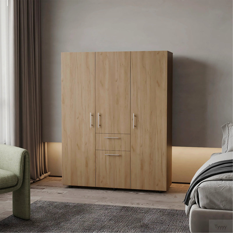 Armoire en chêne naturel avec plusieurs tiroirs