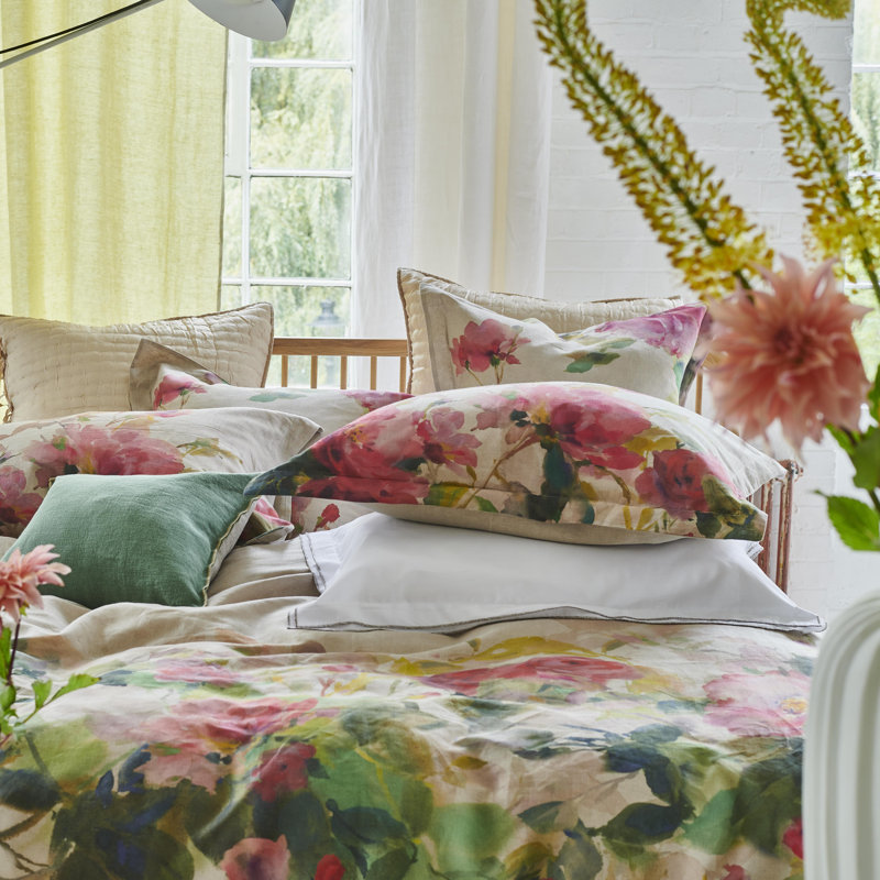 Thelma's Garden Linen Duvet Cover, King Duvet Cover