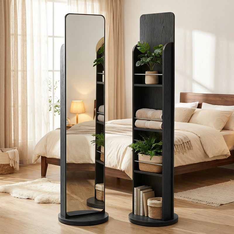Square Floor Mirror, Black