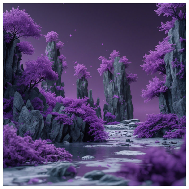 Édredon mauve à motif de paysage mauve, Simple extra long