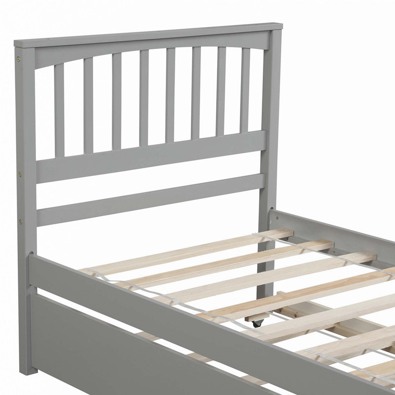 Lit plateforme simple avec lit gigogne, Gris