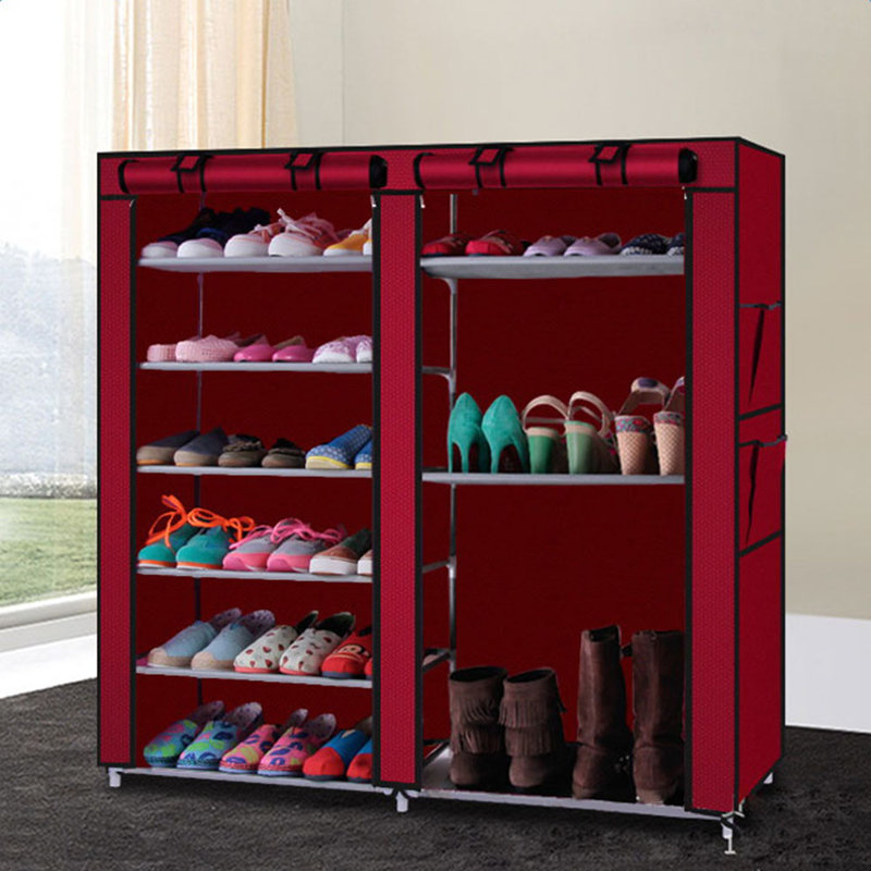 Armoire de rangement pour chaussures 27 paires Closet Rack, Vin rouge