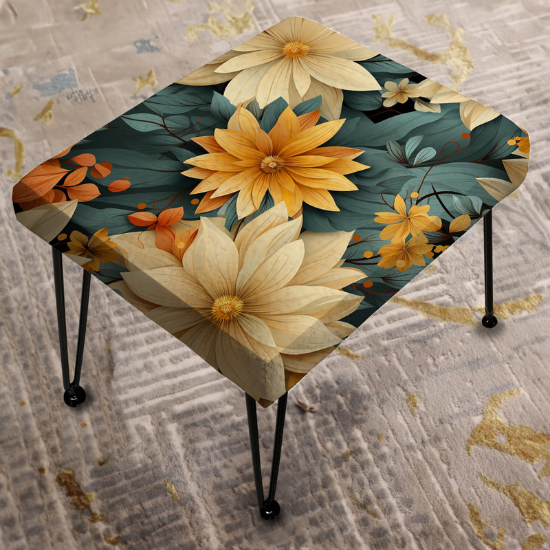 Repose-pieds Chrysanthemums Mandala Boho
