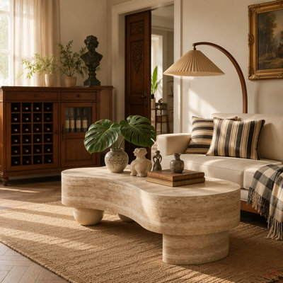 Irregular Coffee Table with flip top and hidden storage compartment