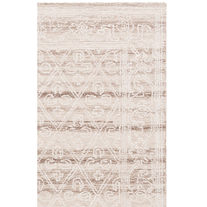 Ebony Hand Tufted Wool; Cotton Geometric Indoor Rug, 6'-0" x 9'-0" Rectangle
