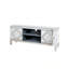 Meuble télé en miroir pour téléviseur de 65 pouces et plus, console de télévision avec rangement ouvert et 2 armoires de rangement, portes de miroir scintillantes en forme de losange