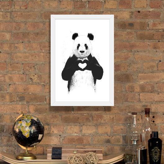 «All You Need is Love», impression, H 24 po x l 16 po x P 1 po, Papier avec cadre blanc