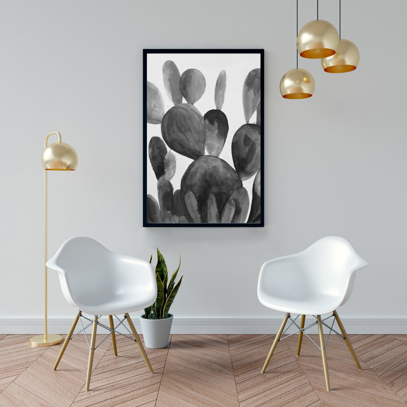 Décor de toile de cactus en niveaux de gris - noir et blanc
