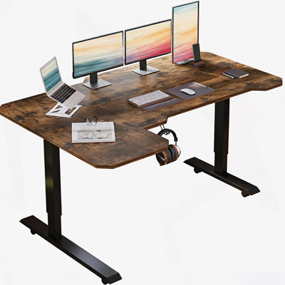 Adjustable Height L-Shaped Iron Computer Desk