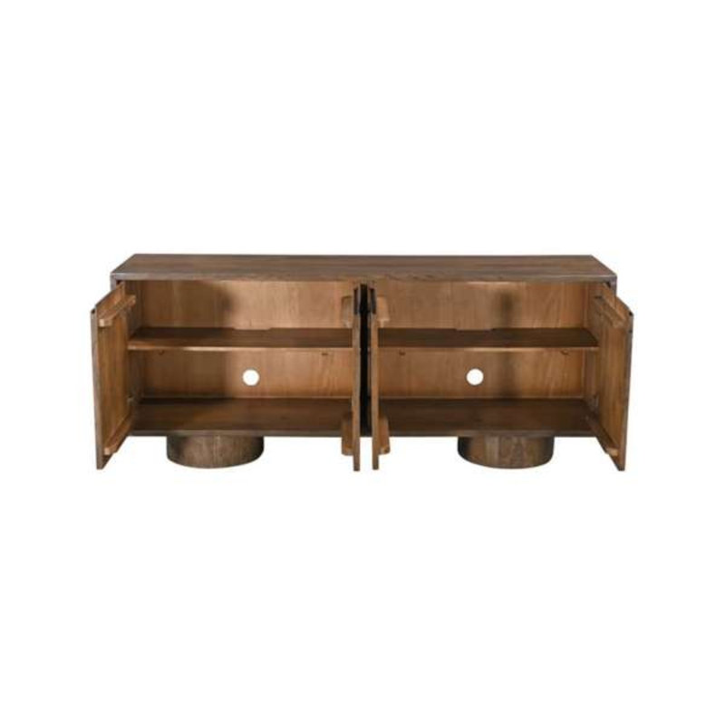Napa 72" Brown Mango Wood Server with Column Legs & Media Storage