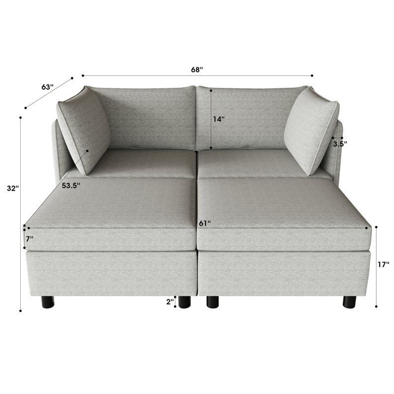 Chaise longue rembourrée Tanyia, Gris