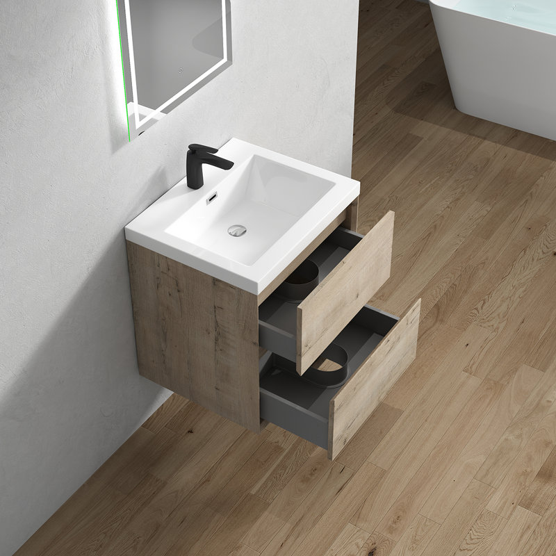 Ensemble de meuble-lavabo simple 23 po Seavy, Chêne blanc clair