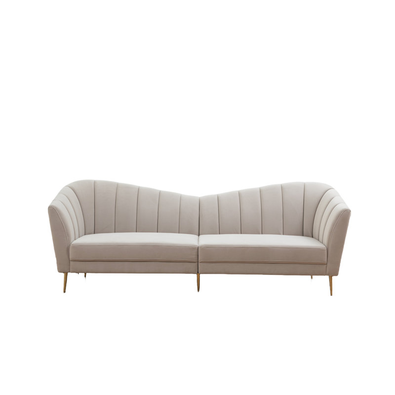 Moeisha 96'' Velvet Sofa, Pebble