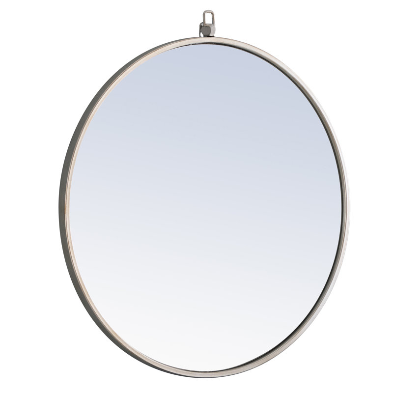 Cassie Metal/Manufactured Wood Round Wall Mirror, Silver, 32" x 32" 