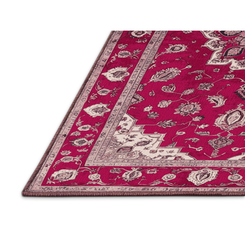 Tapis mauve lavable à la machine Tabriz, Rond 8 pi