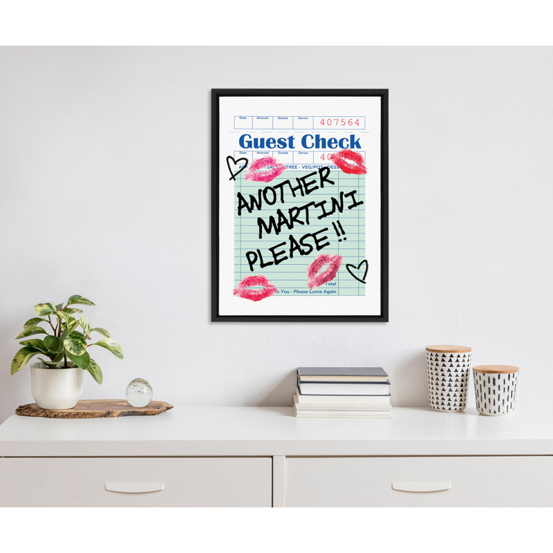 Another Martini Guest Check by Alli Standefer Framed Canvas Wall Art Print, Black