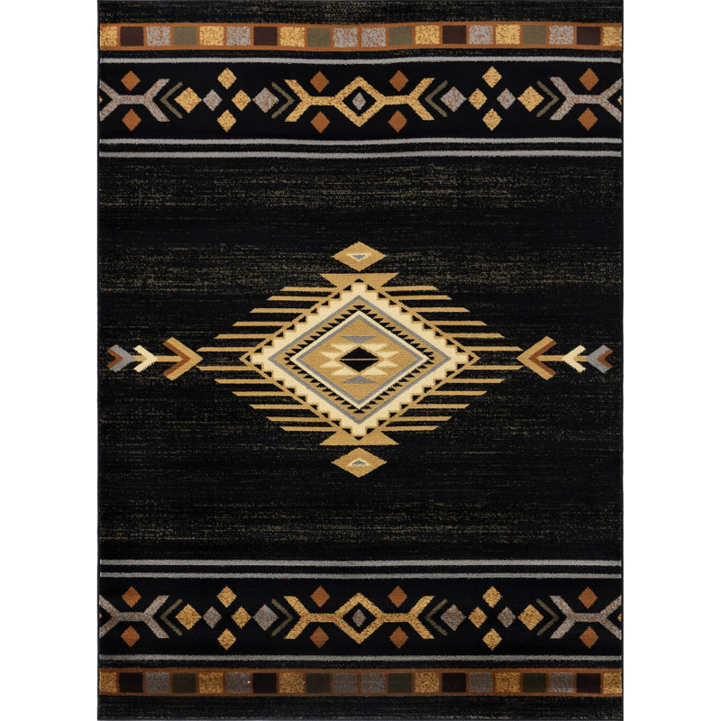 Tribes Gcyls4001 Black Area Rug, 2X3, Theme, Polypropylene, Stain , For Busy Environments 2 Ft. X 3 Ft.,, Rectangle 2' x 3'