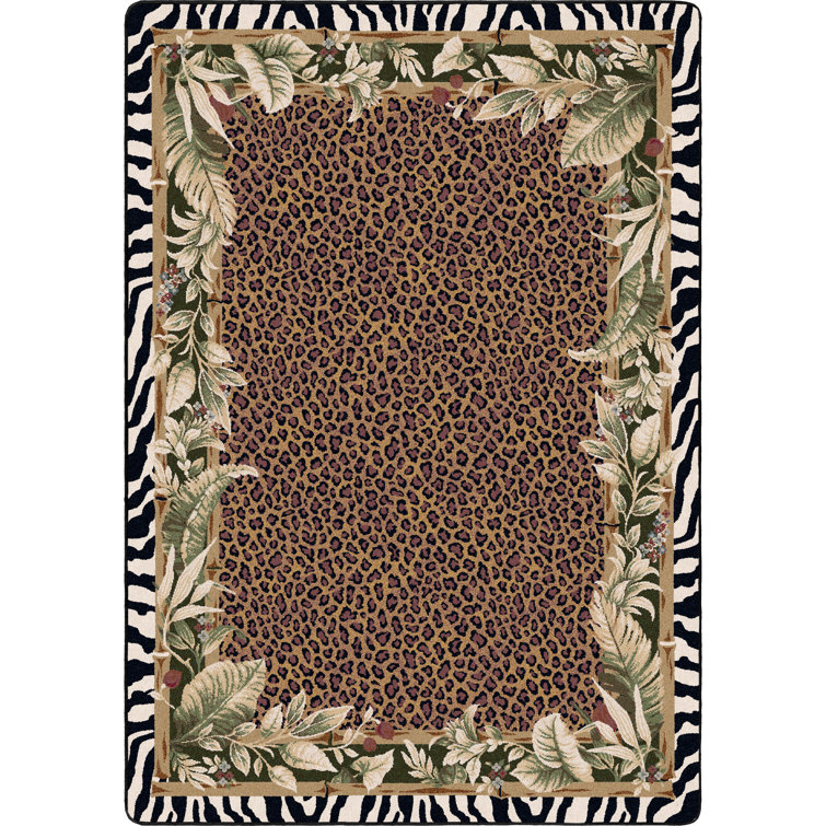 Alminus Jungle Safari Emerald Animal Print Area Rug